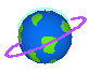 A little spinning globe with a purple ring