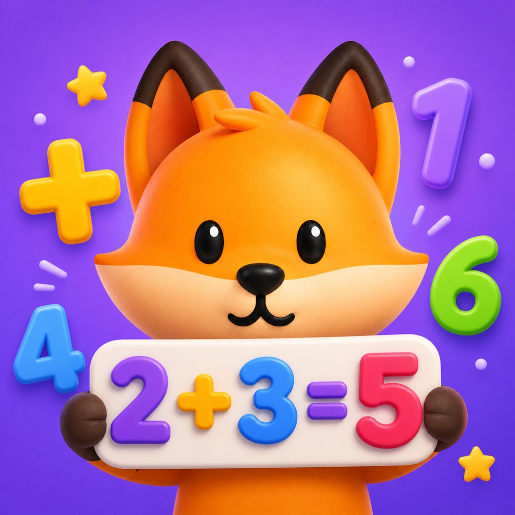 Mattelek math game icon with a fox and colorful numbers
